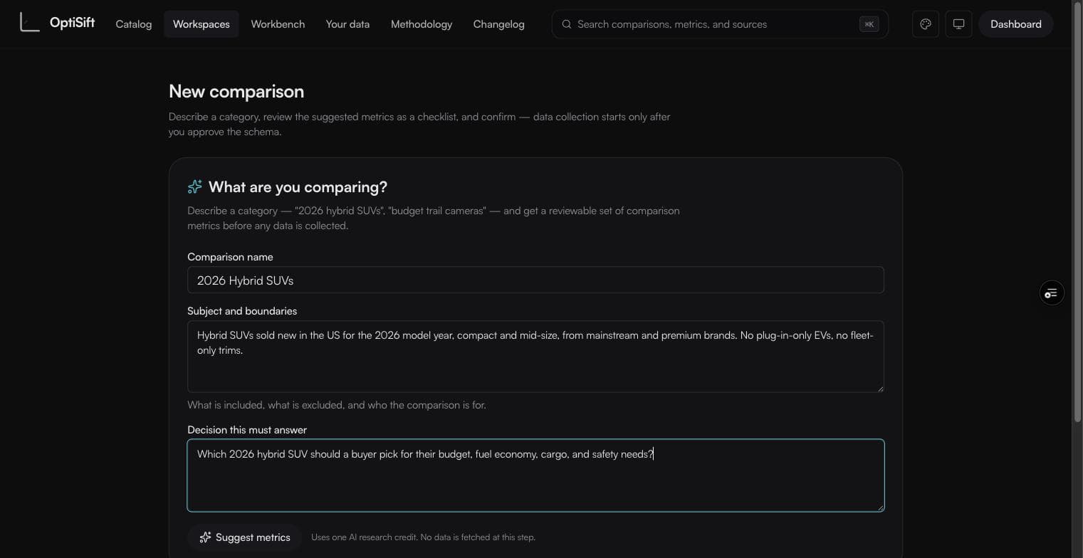 Wizard step 1 with name, subject and decision fields filled
